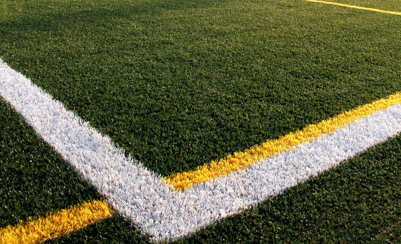 Chalk lines on a sports field